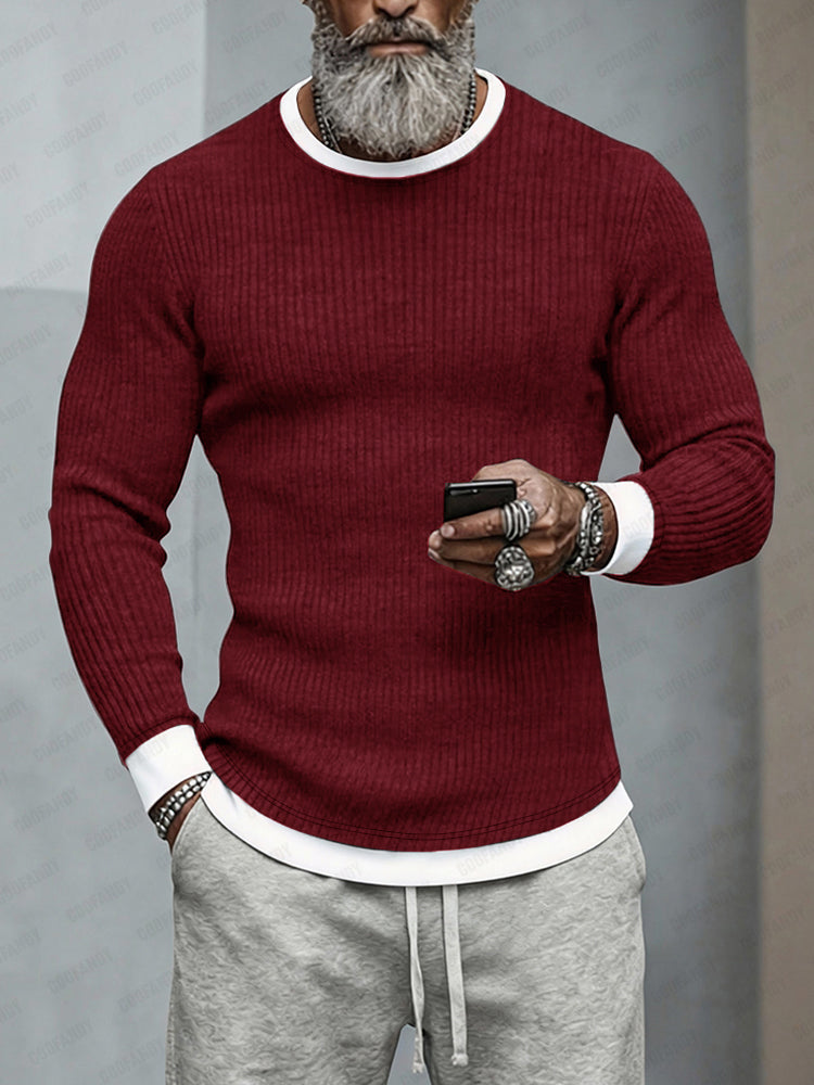 Colourblock Stretch Woven Long-Sleeve Undershirt — Men's | Fitted Layering | Minimal Essential