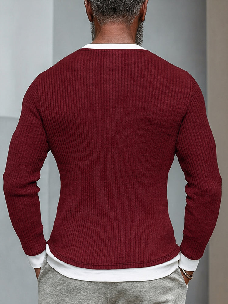 Colourblock Stretch Woven Long-Sleeve Undershirt — Men's | Fitted Layering | Minimal Essential