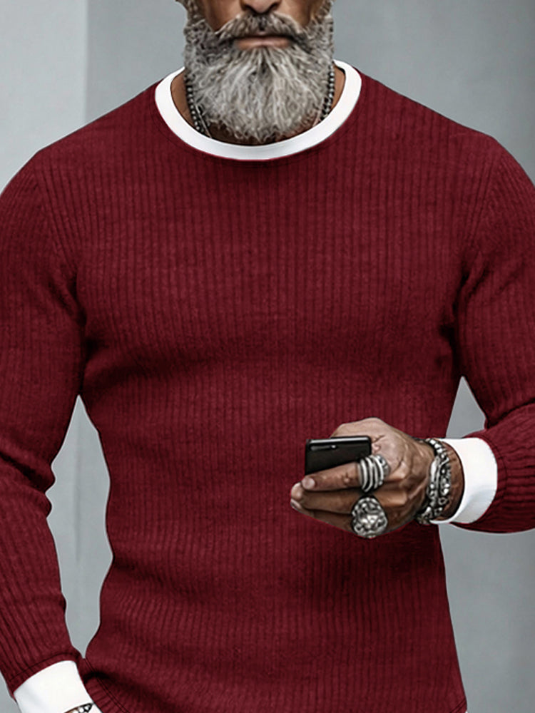 Colourblock Stretch Woven Long-Sleeve Undershirt — Men's | Fitted Layering | Minimal Essential