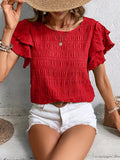 Butterfly-Sleeve Woven Blouse — Women's | Relaxed Drape | Elegant Everyday