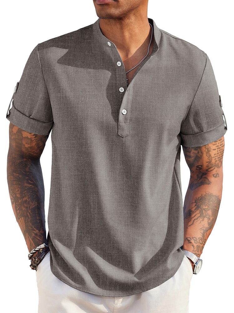Linen Henley Shirt — Men's | Relaxed Open Placket | Breathable Summer Essential