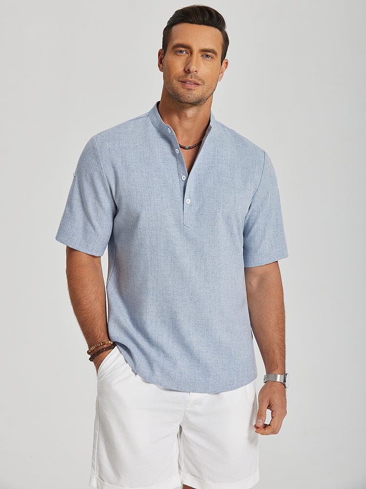 Linen Henley Shirt — Men's | Relaxed Open Placket | Breathable Summer Essential