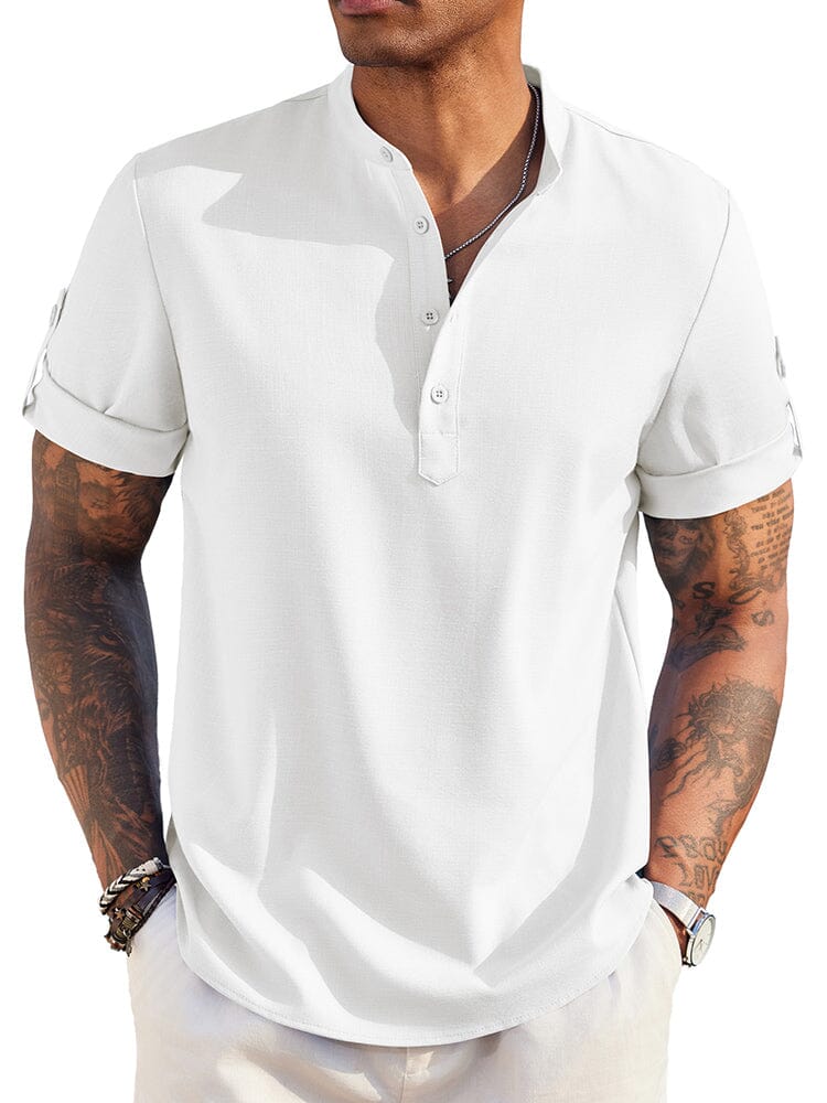 Linen Henley Shirt — Men's | Relaxed Open Placket | Breathable Summer Essential