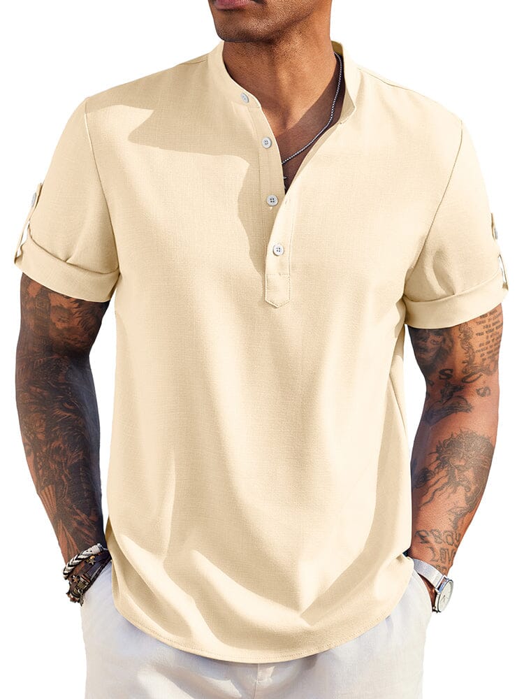 Linen Henley Shirt — Men's | Relaxed Open Placket | Breathable Summer Essential
