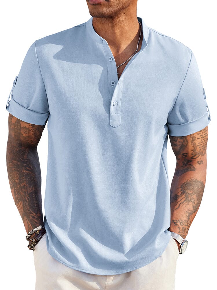 Linen Henley Shirt — Men's | Relaxed Open Placket | Breathable Summer Essential
