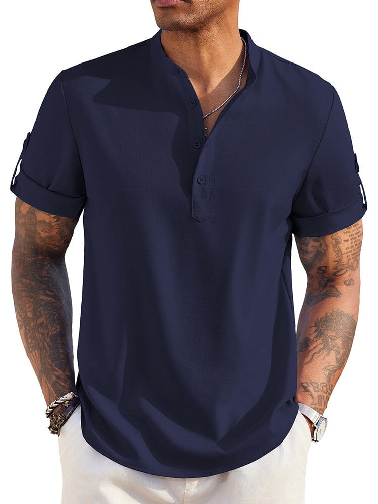 Linen Henley Shirt — Men's | Relaxed Open Placket | Breathable Summer Essential