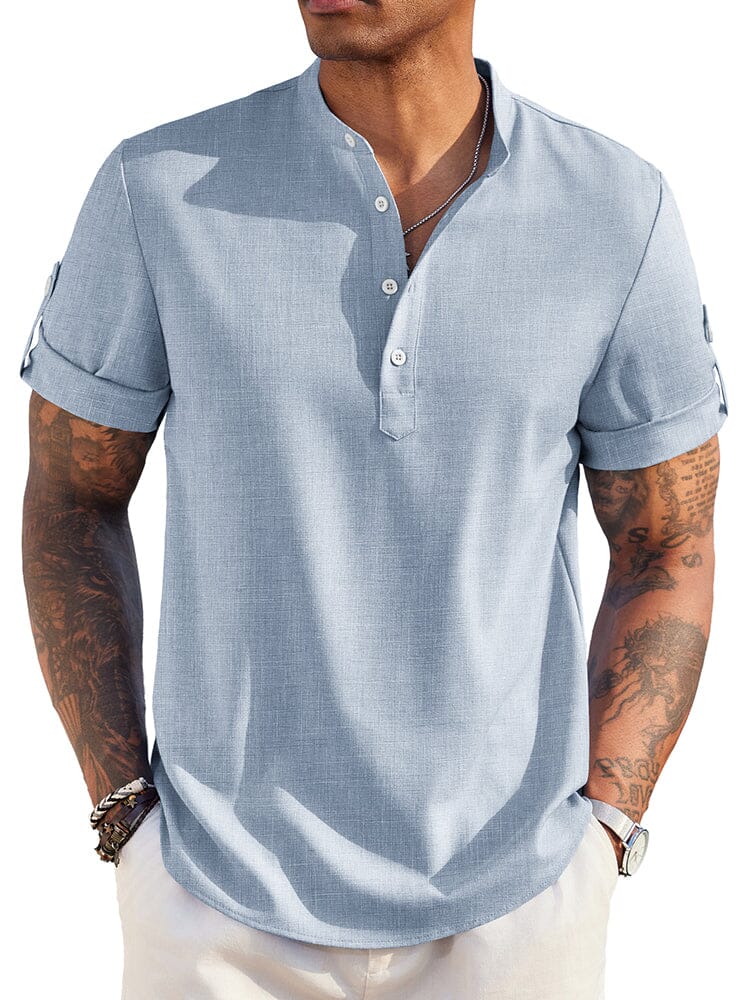 Linen Henley Shirt — Men's | Relaxed Open Placket | Breathable Summer Essential