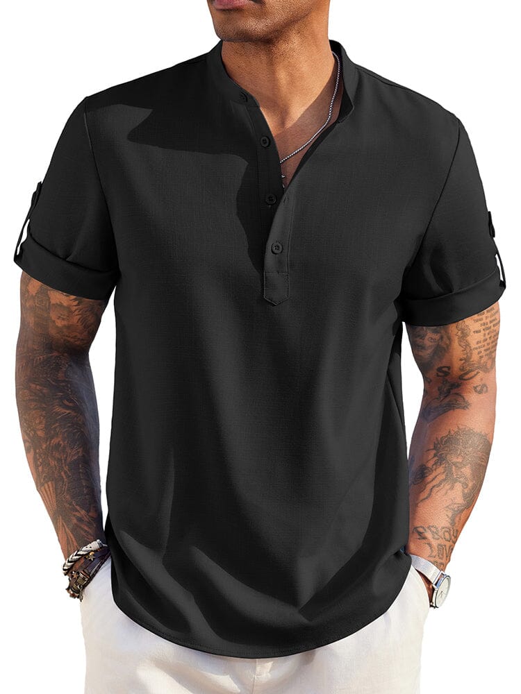 Linen Henley Shirt — Men's | Relaxed Open Placket | Breathable Summer Essential