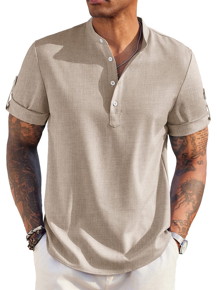 Linen Henley Shirt — Men's | Relaxed Open Placket | Breathable Summer Essential