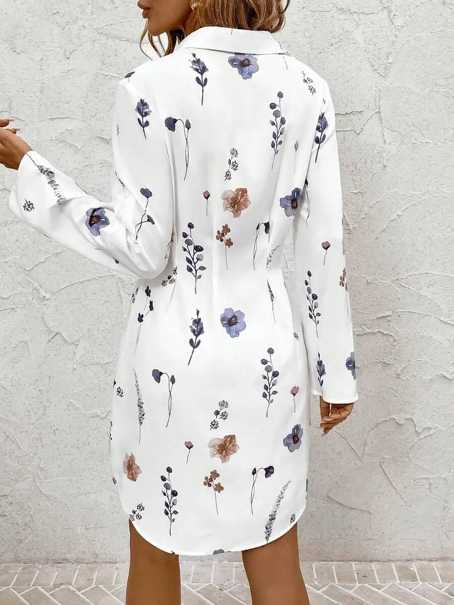 Floral Print Woven Shirt Dress — Women's | Relaxed Fit | Feminine Everyday