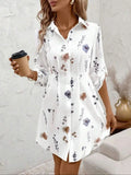 Floral Print Woven Shirt Dress — Women's | Relaxed Fit | Feminine Everyday