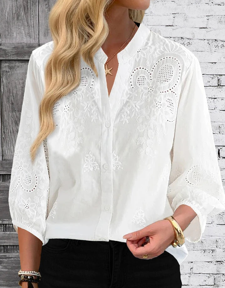 Long-Sleeve Woven Blouse — Women's | Relaxed Fit | Weekend Casual