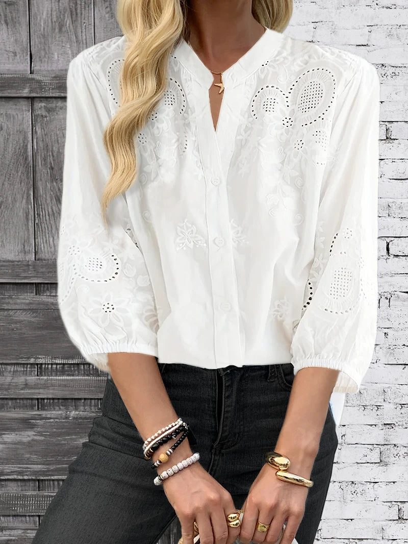 Long-Sleeve Woven Blouse — Women's | Relaxed Fit | Weekend Casual