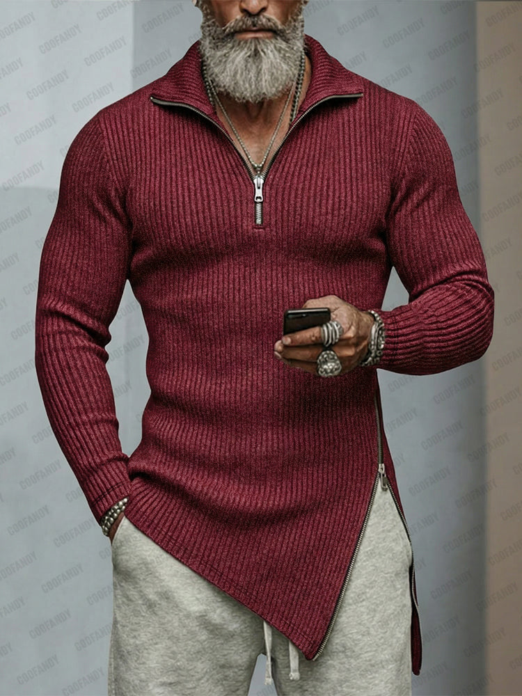 Asymmetric-Hem Knit Top — Men's | Relaxed Fit | Modern Minimal Style