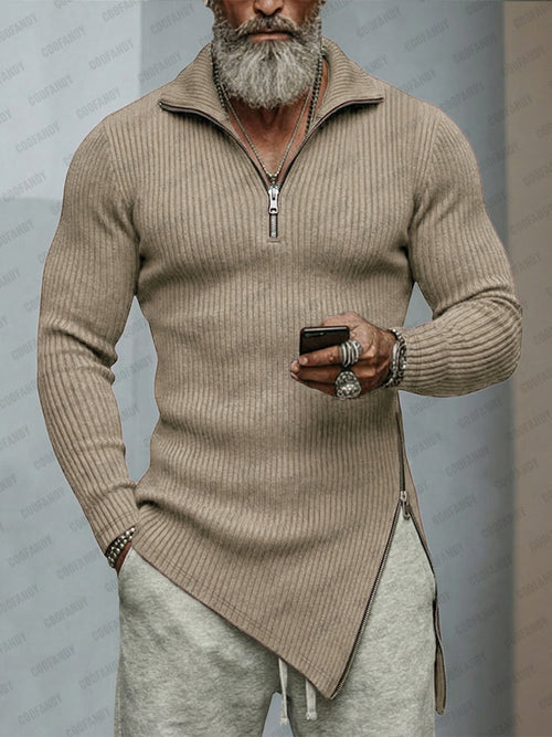 Asymmetric-Hem Knit Top — Men's | Relaxed Fit | Modern Minimal Style