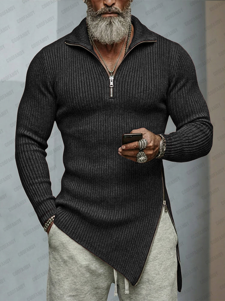Asymmetric-Hem Knit Top — Men's | Relaxed Fit | Modern Minimal Style