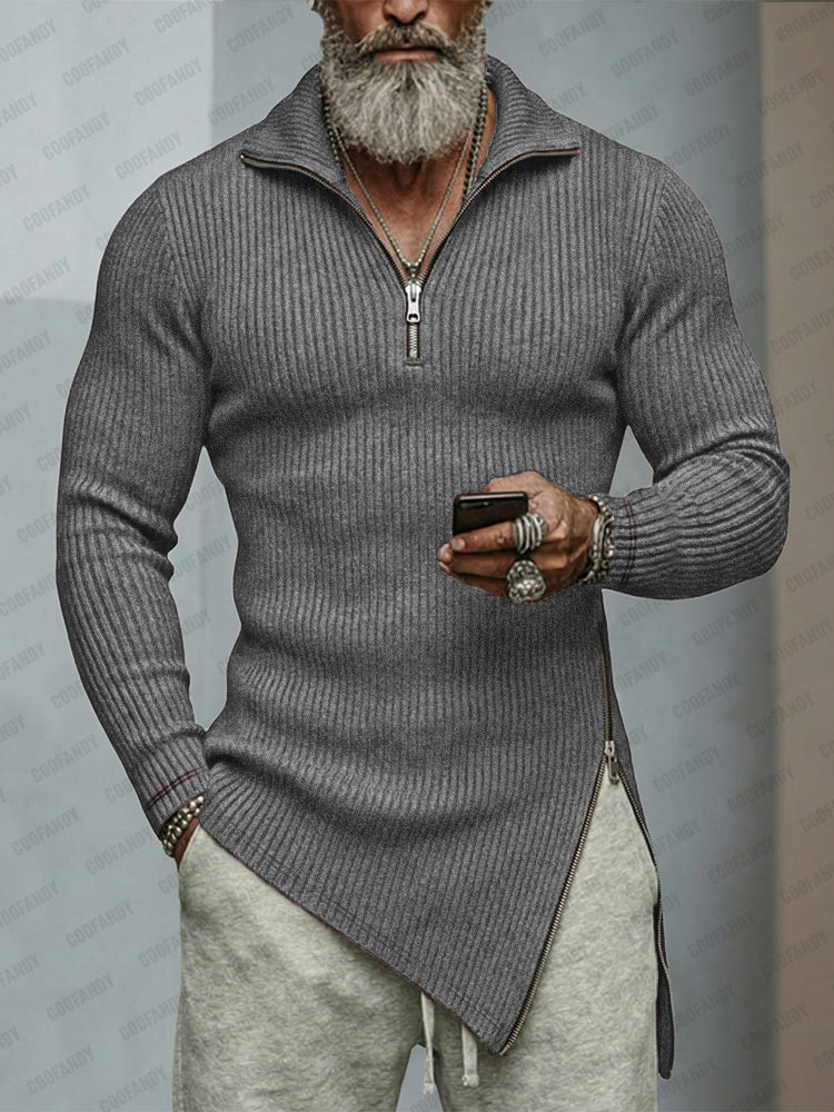 Asymmetric-Hem Knit Top — Men's | Relaxed Fit | Modern Minimal Style
