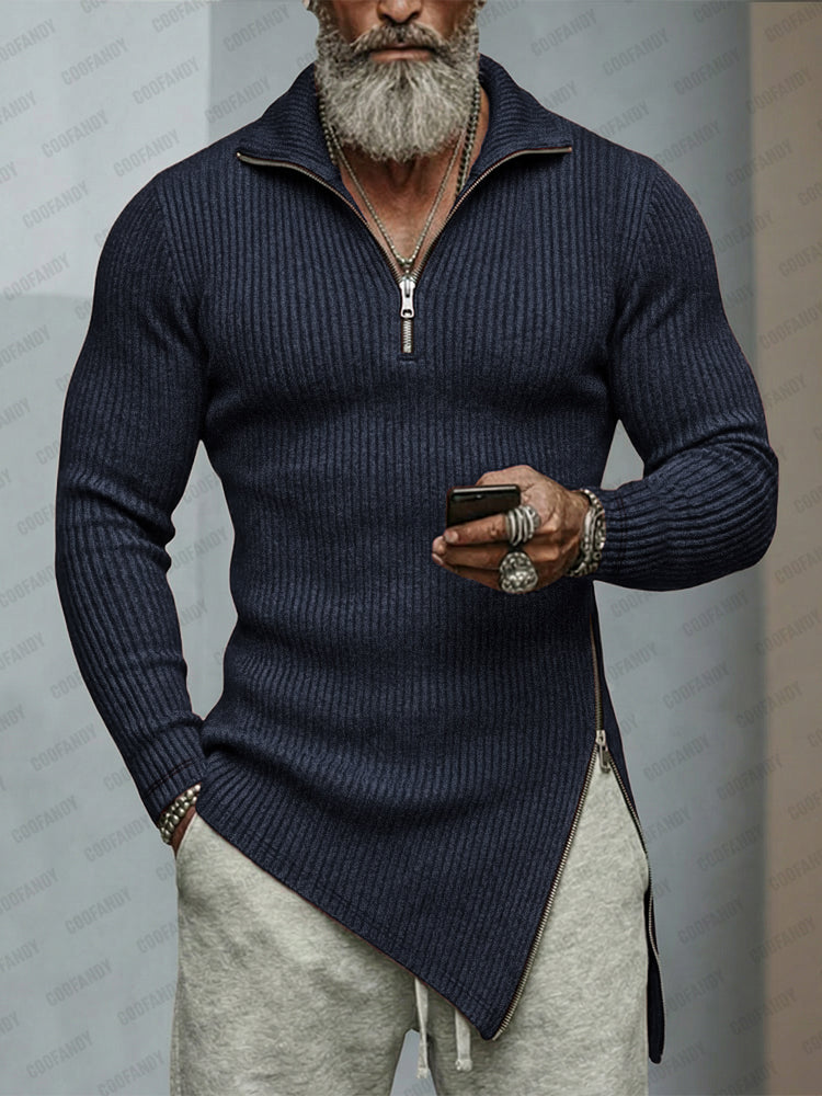 Asymmetric-Hem Knit Top — Men's | Relaxed Fit | Modern Minimal Style