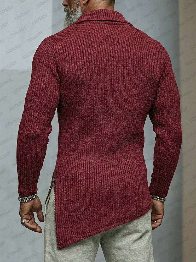 Asymmetric-Hem Knit Top — Men's | Relaxed Fit | Modern Minimal Style