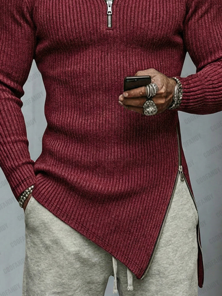 Asymmetric-Hem Knit Top — Men's | Relaxed Fit | Modern Minimal Style