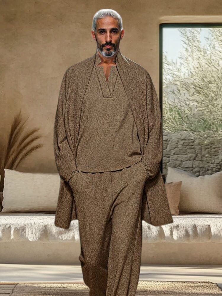 Soft-Touch Woven Three-Piece Set — Men's | Tailored Fit | Polished Smart Casual