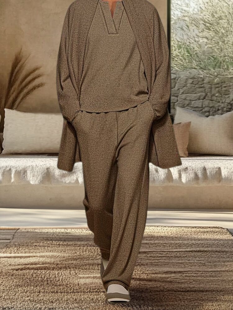Soft-Touch Woven Three-Piece Set — Men's | Tailored Fit | Polished Smart Casual