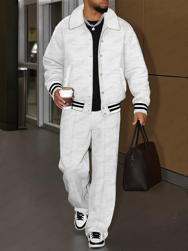 Brushed-Trim Cotton Jacket & Pants Set — Men's | Relaxed Fit | Urban Weekend