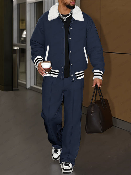 Brushed-Trim Cotton Jacket & Pants Set — Men's | Relaxed Fit | Urban Weekend