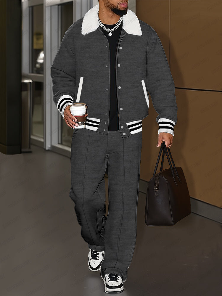 Brushed-Trim Cotton Jacket & Pants Set — Men's | Relaxed Fit | Urban Weekend