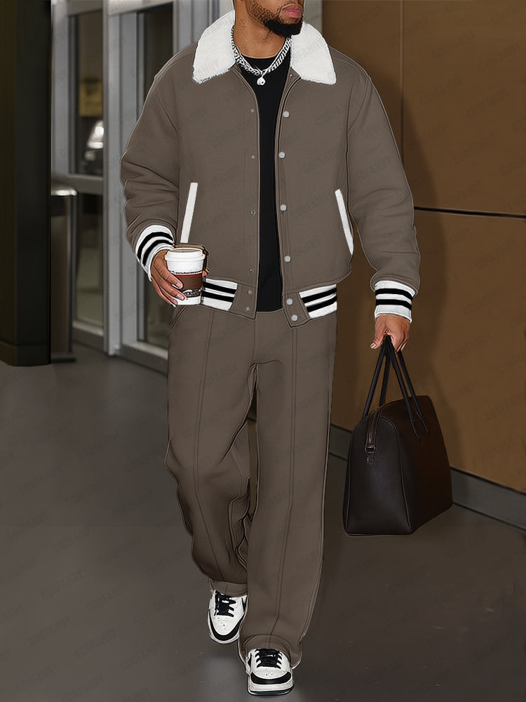 Brushed-Trim Cotton Jacket & Pants Set — Men's | Relaxed Fit | Urban Weekend
