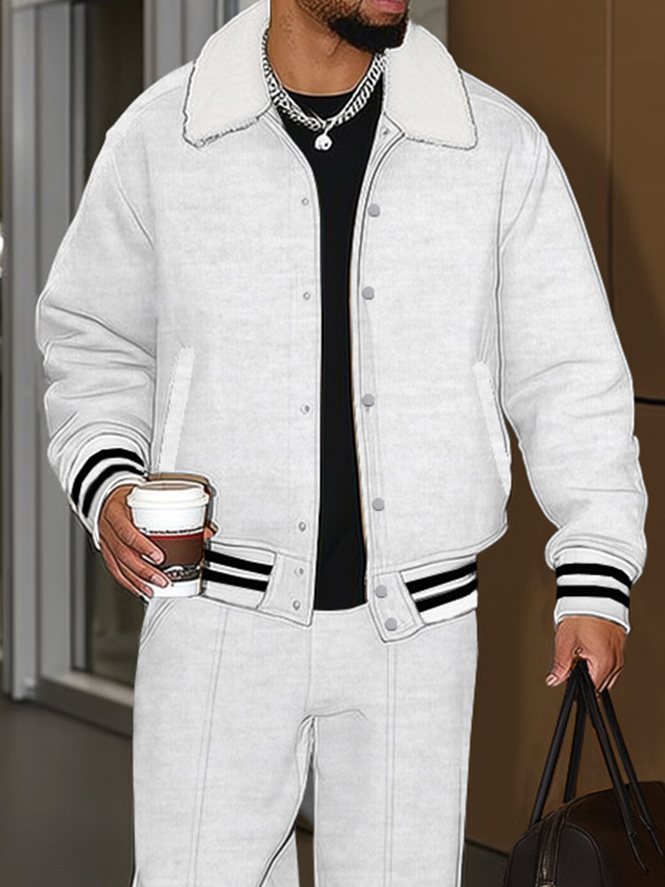 Brushed-Trim Cotton Jacket & Pants Set — Men's | Relaxed Fit | Urban Weekend