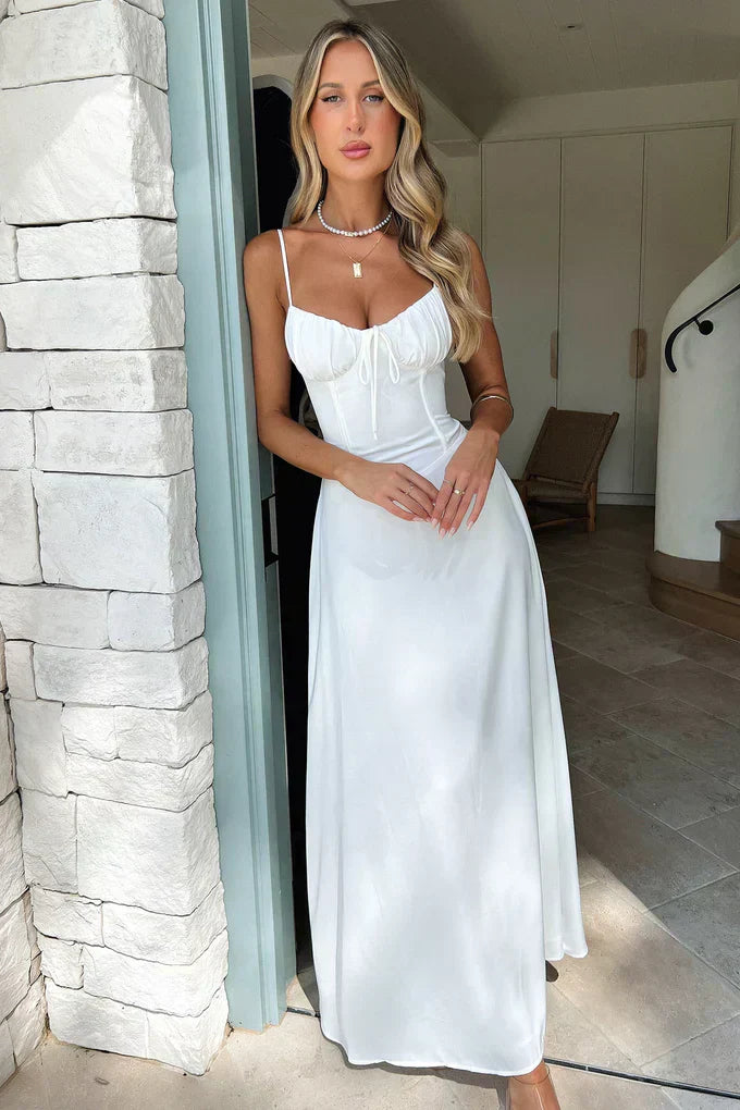 Valentina — Spaghetti-Strap Wrap Maxi Dress | Adjustable Tie Waist | Feminine Resort