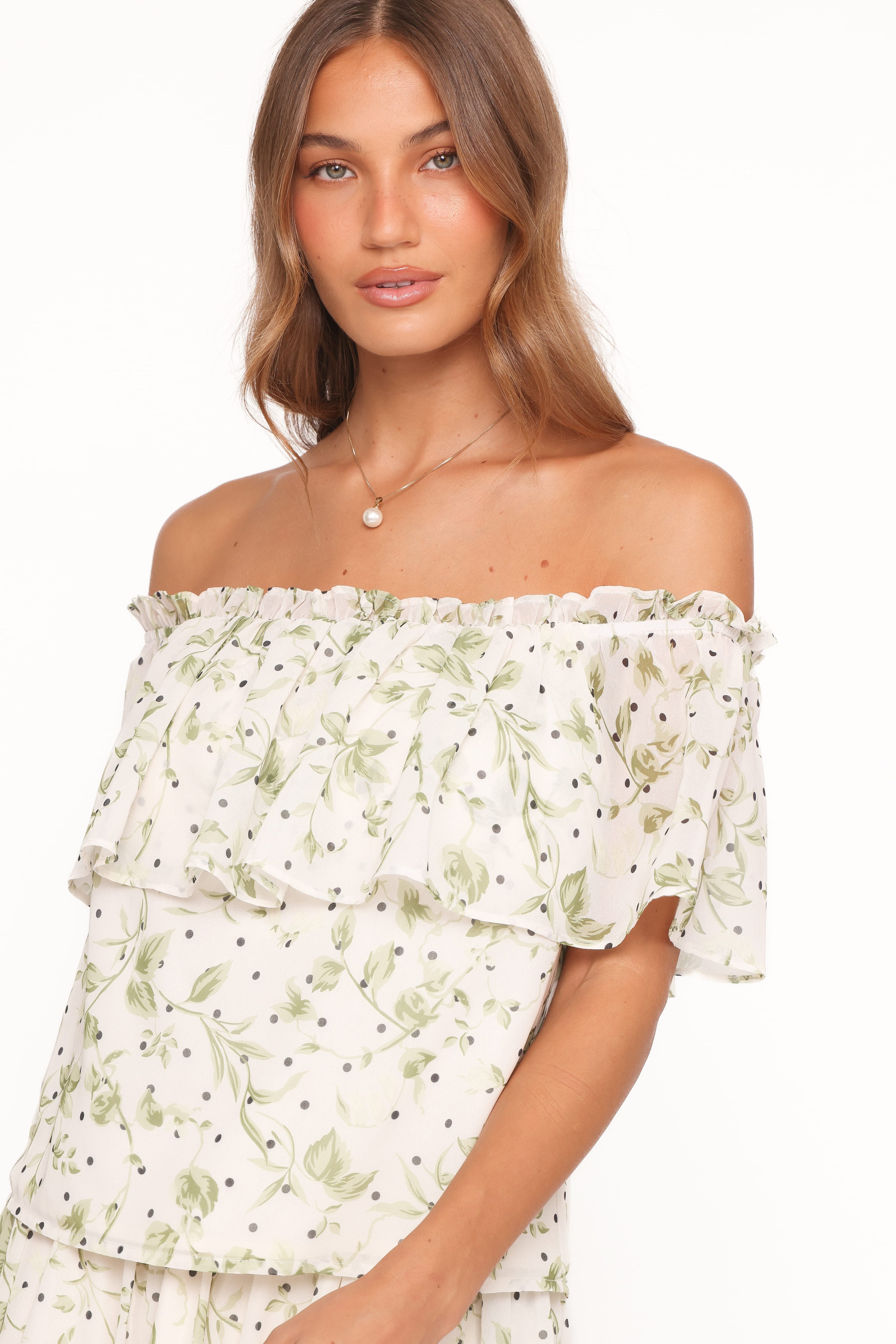 Vanessa — Leaf Print Woven Maxi Skirt Set | Flowy Silhouette | Nature-Inspired