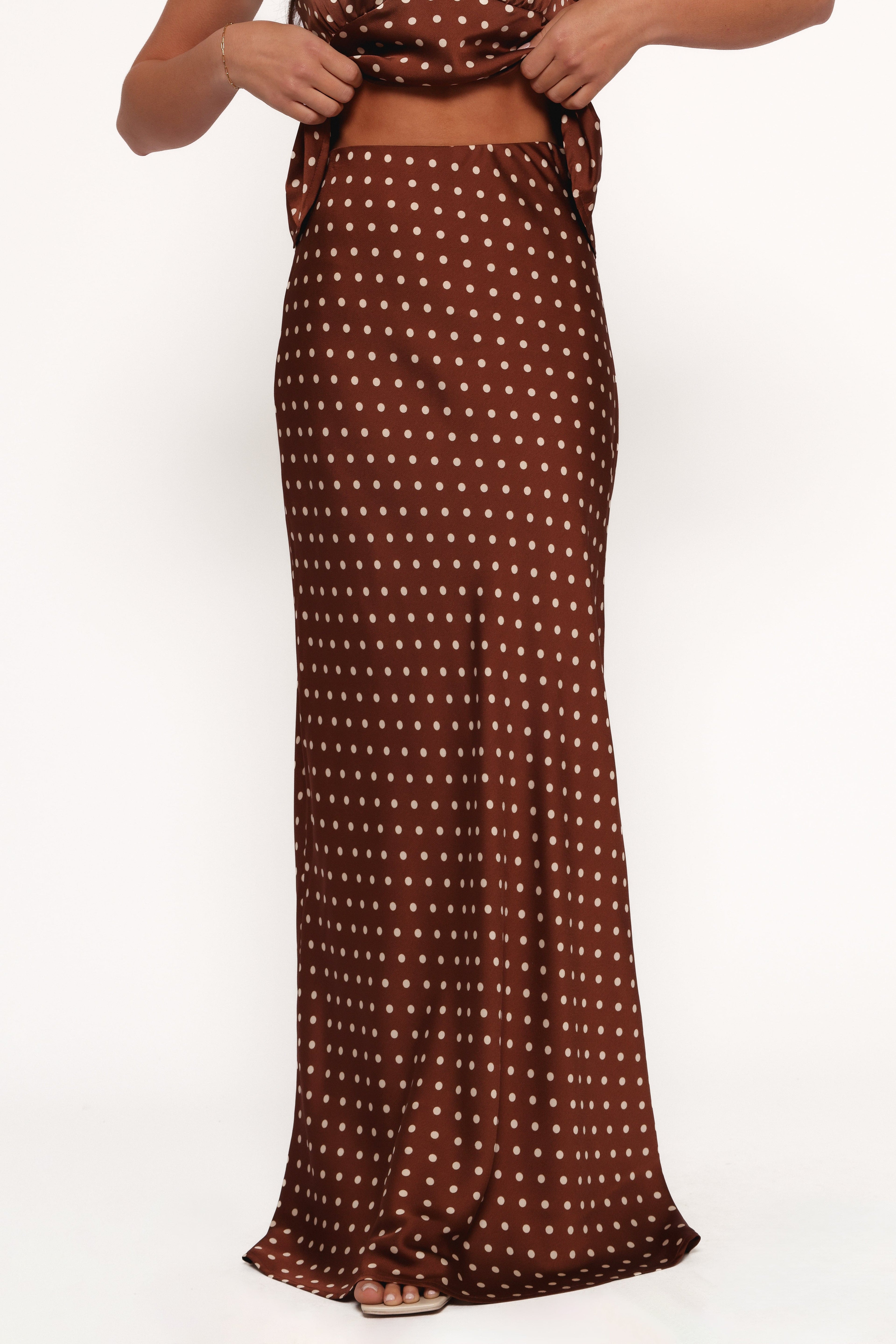Velman — Polka Dot Woven Midi Skirt | Flowy A-Line | Feminine Everyday