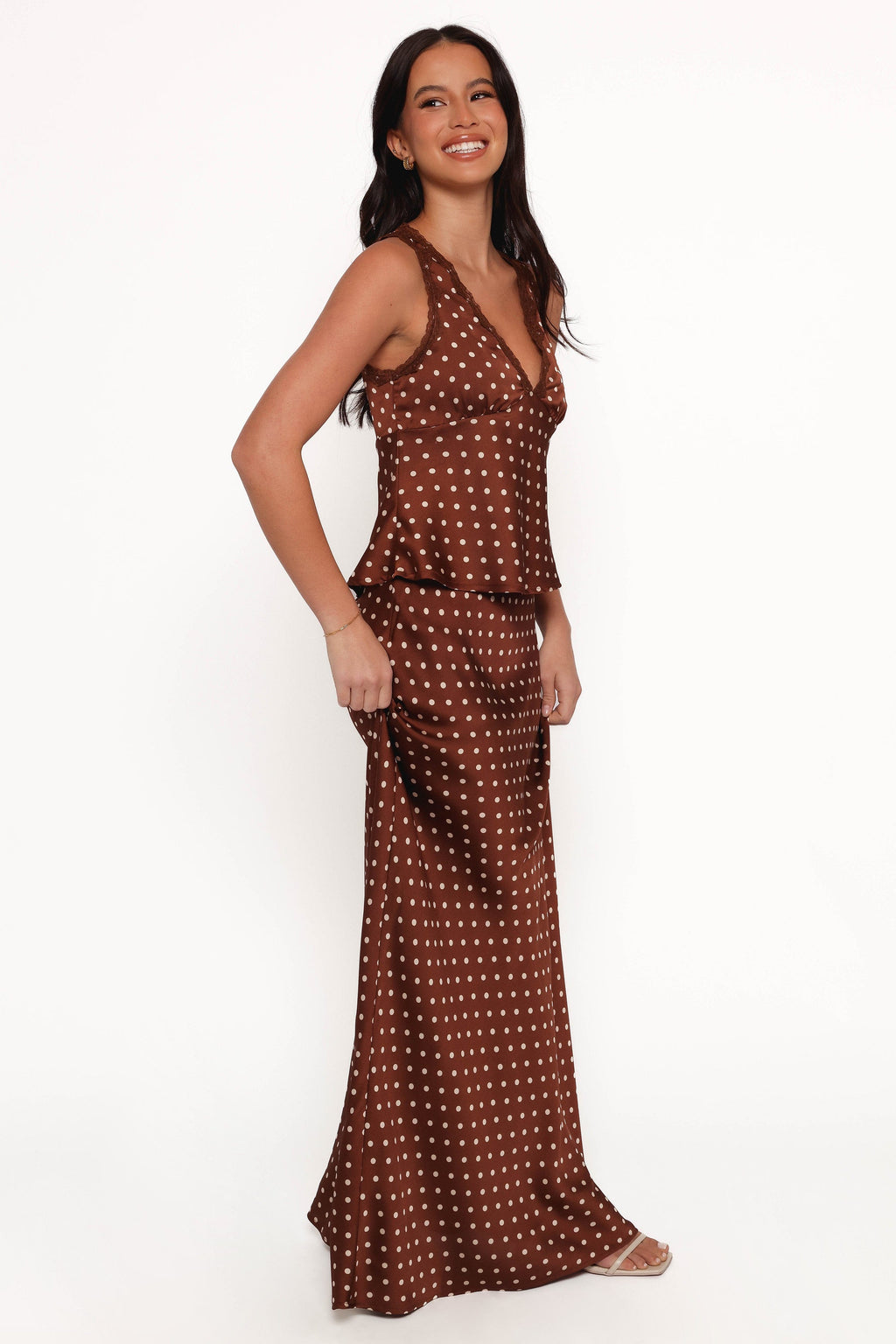 Velman — Polka Dot Woven Midi Skirt | Flowy A-Line | Feminine Everyday