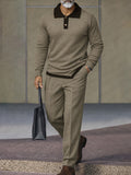 Asymmetric-Hem Woven Polo Shirt Set — Men's | Relaxed Fit | Modern Smart Casual