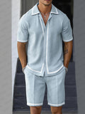 Stretch Woven Shirt & Shorts Set — Men's | Comfort Fit | Versatile Summer
