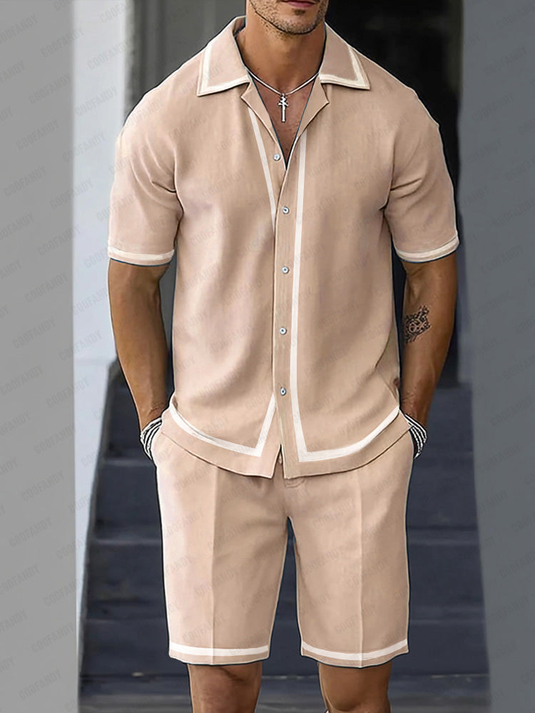 Stretch Woven Shirt & Shorts Set — Men's | Comfort Fit | Versatile Summer