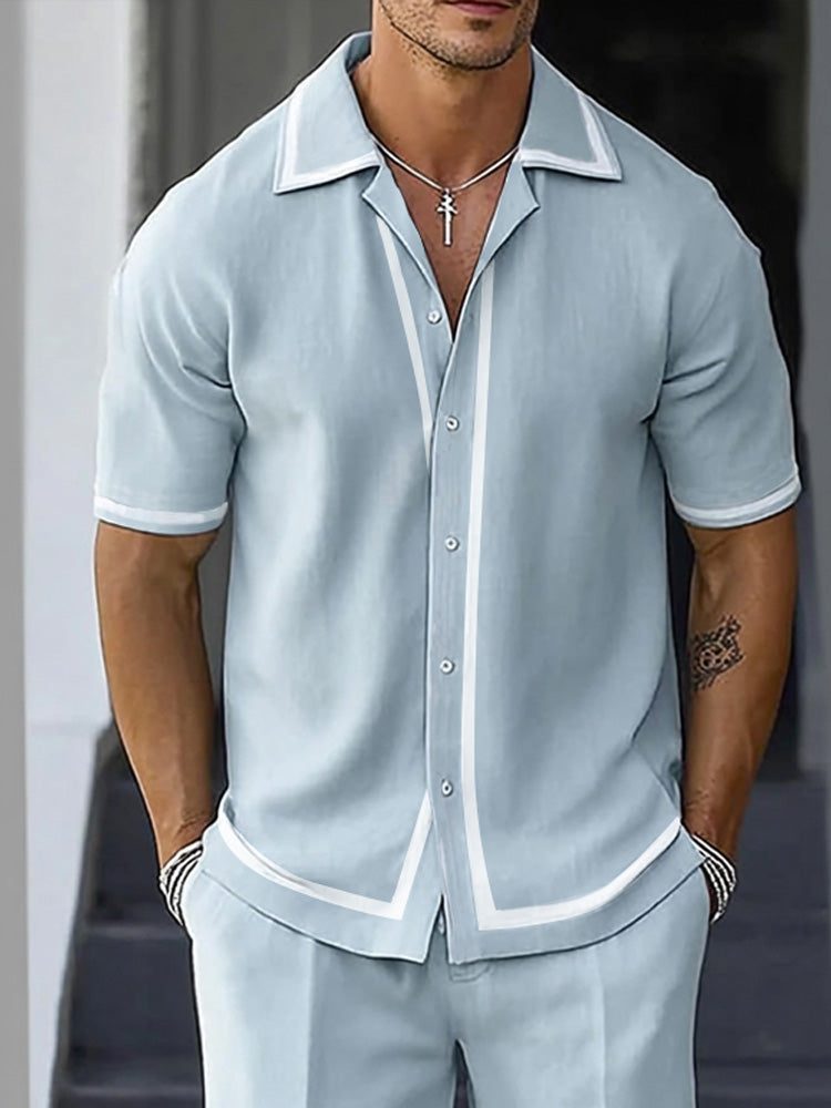 Stretch Woven Shirt & Shorts Set — Men's | Comfort Fit | Versatile Summer
