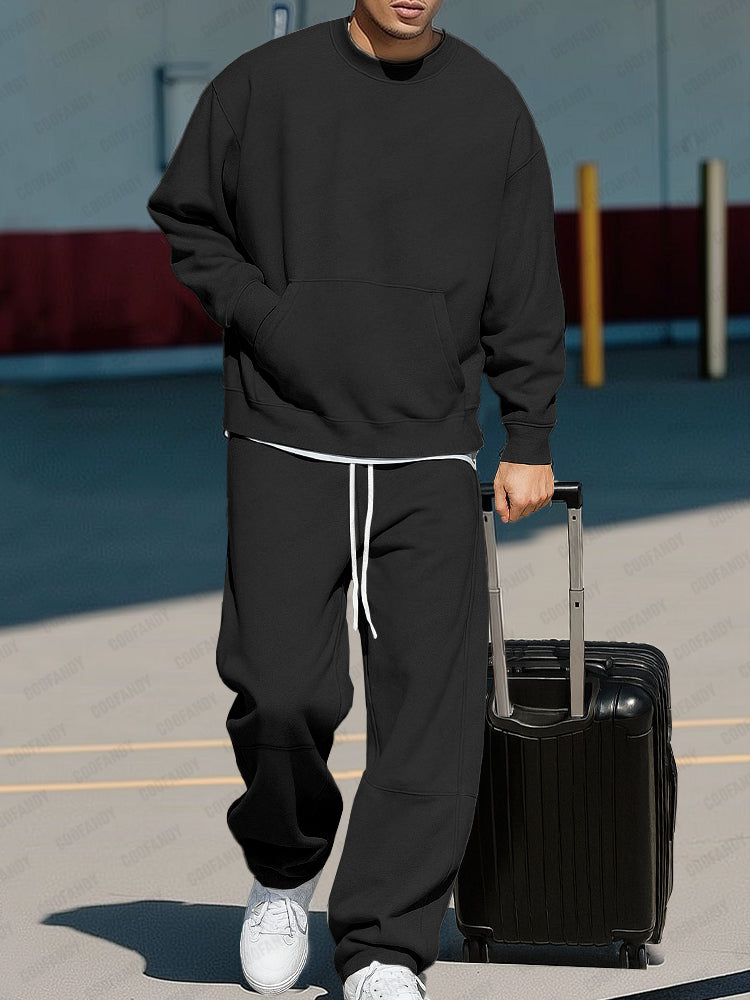Cotton Blend Sweatshirt & Pants Set — Men's | Relaxed Fit | Premium Loungewear