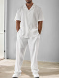Striped Texture Woven Shirt & Pants Set — Men's | Relaxed Fit | Smart Weekend
