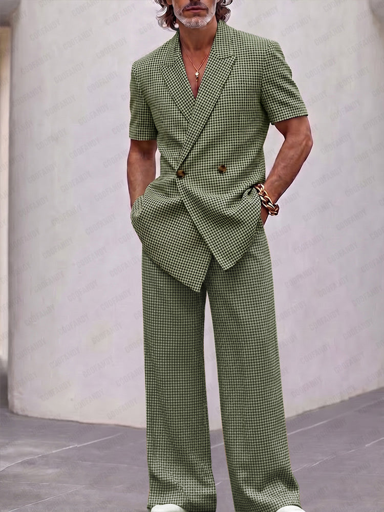 Plaid Woven Coordinated Set — Men's | Relaxed Fit | Vintage-Inspired Smart Casual