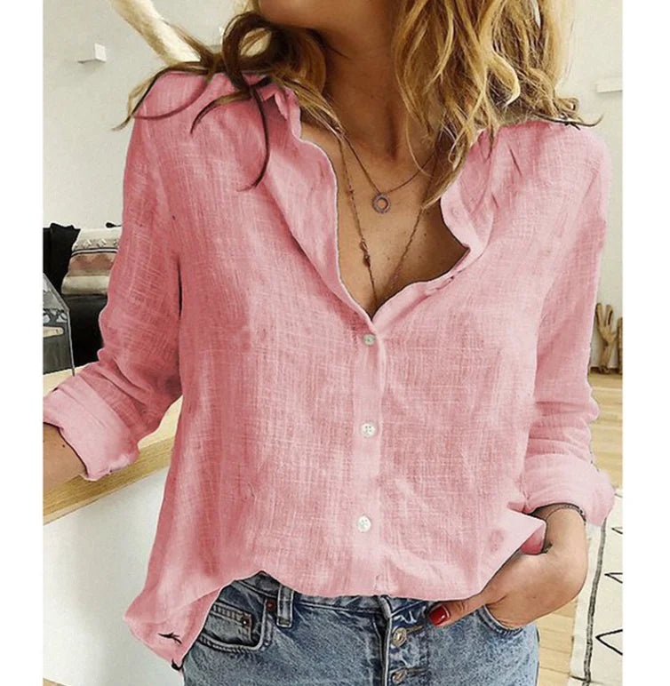 Oversized Cotton Linen Blouse — Women's | Relaxed Fit | Wardrobe Essential