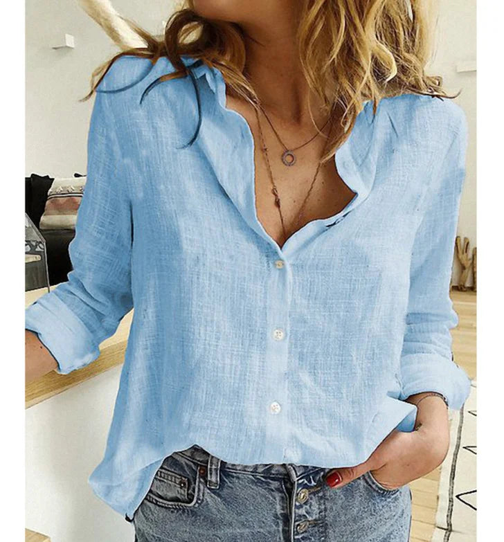 Oversized Cotton Linen Blouse — Women's | Relaxed Fit | Wardrobe Essential