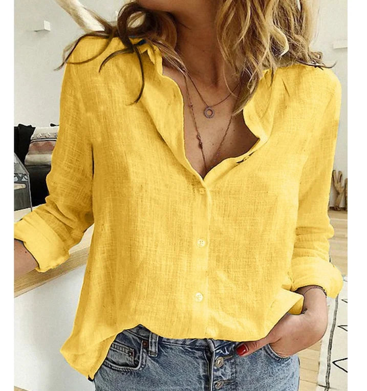 Oversized Cotton Linen Blouse — Women's | Relaxed Fit | Wardrobe Essential
