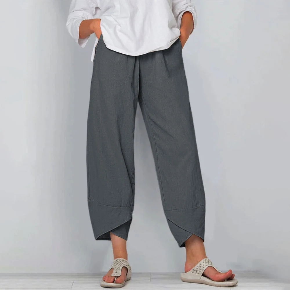 Cotton Linen Harem Pants — Women's | Relaxed Draped Fit | Effortless Everyday