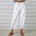 Cotton Linen Wide-Leg Trousers — Women's | Elastic High Waist | Breezy Essential