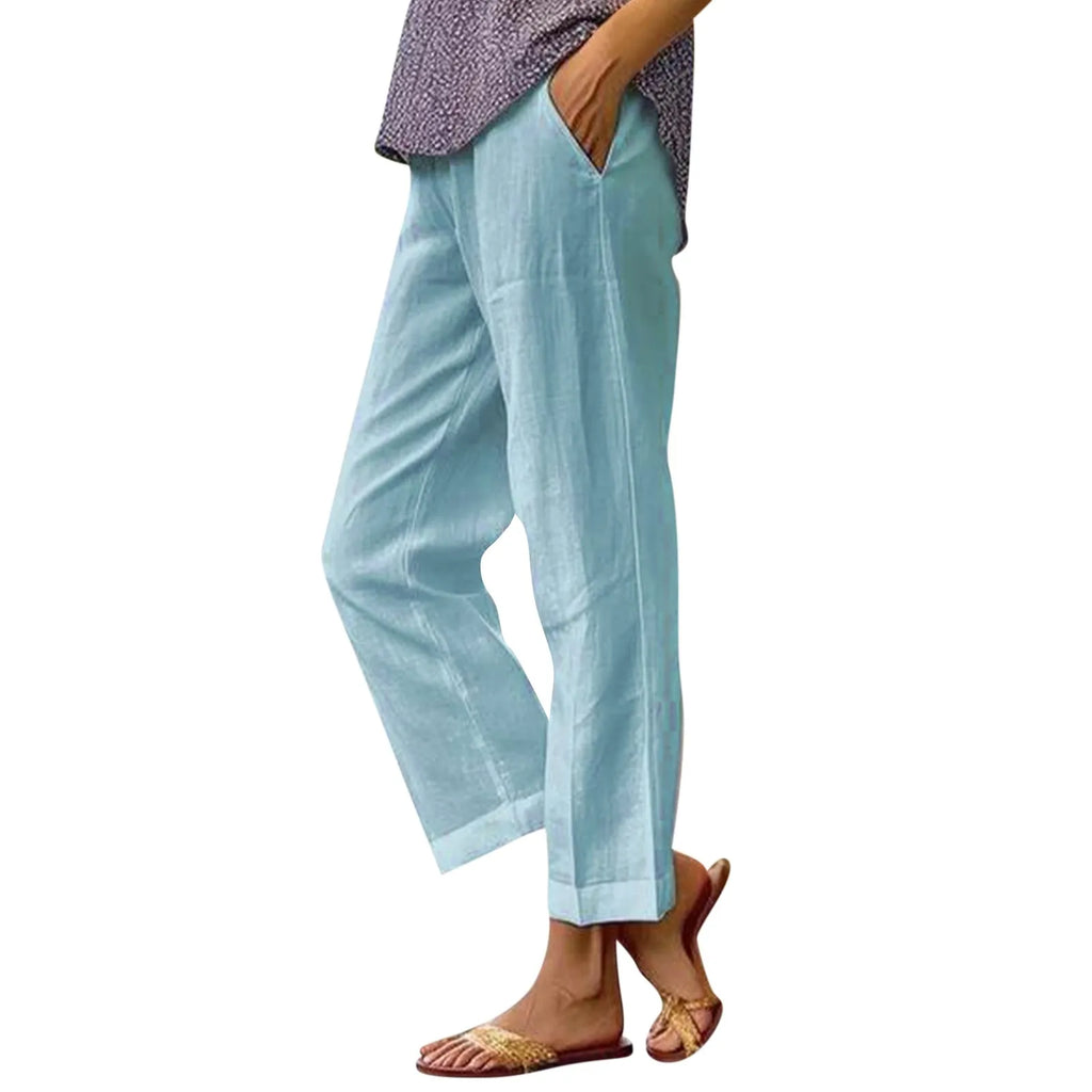 Tailored Woven Cropped Trousers — Women's | Slim Fit | Polished Smart Casual