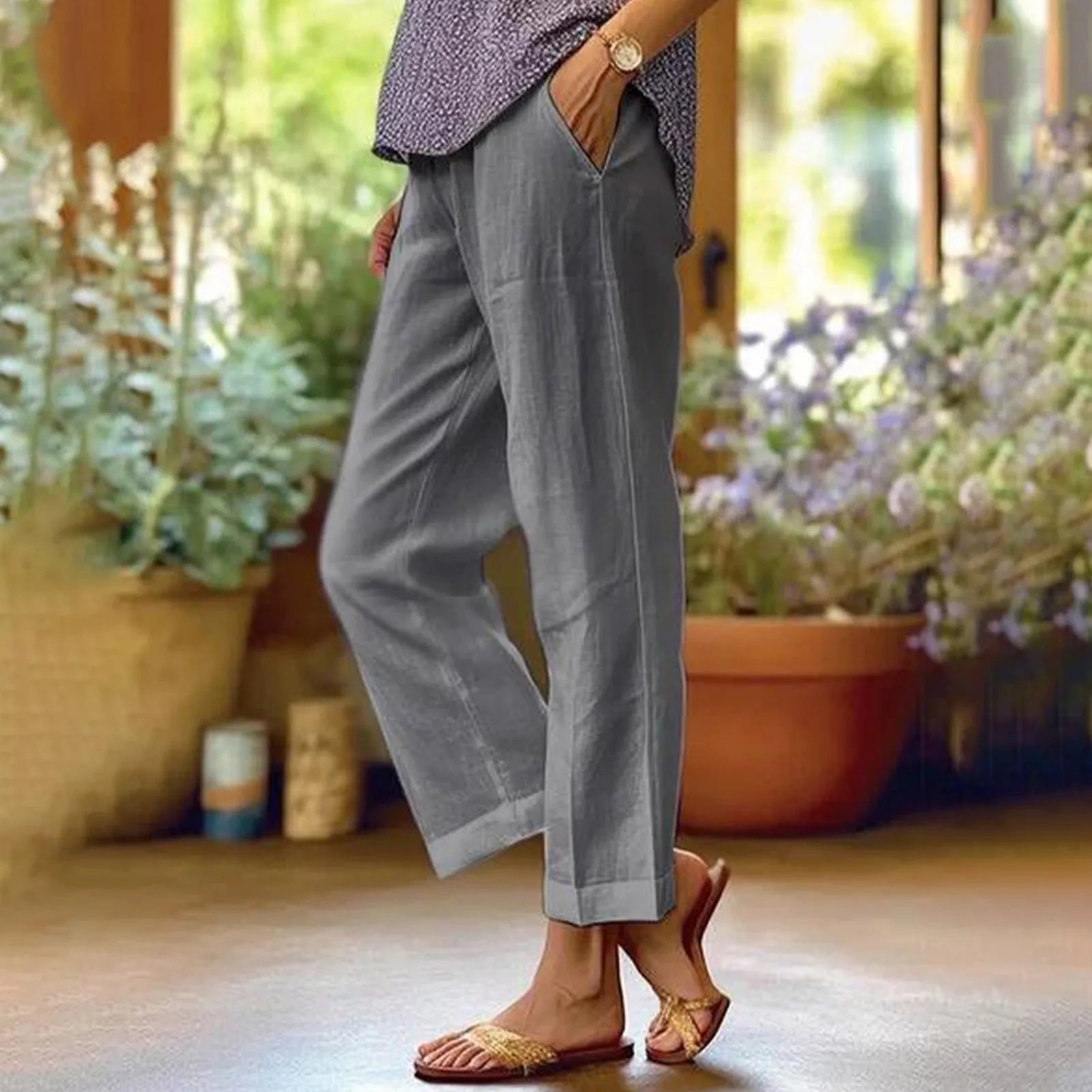 Tailored Woven Cropped Trousers — Women's | Slim Fit | Polished Smart Casual