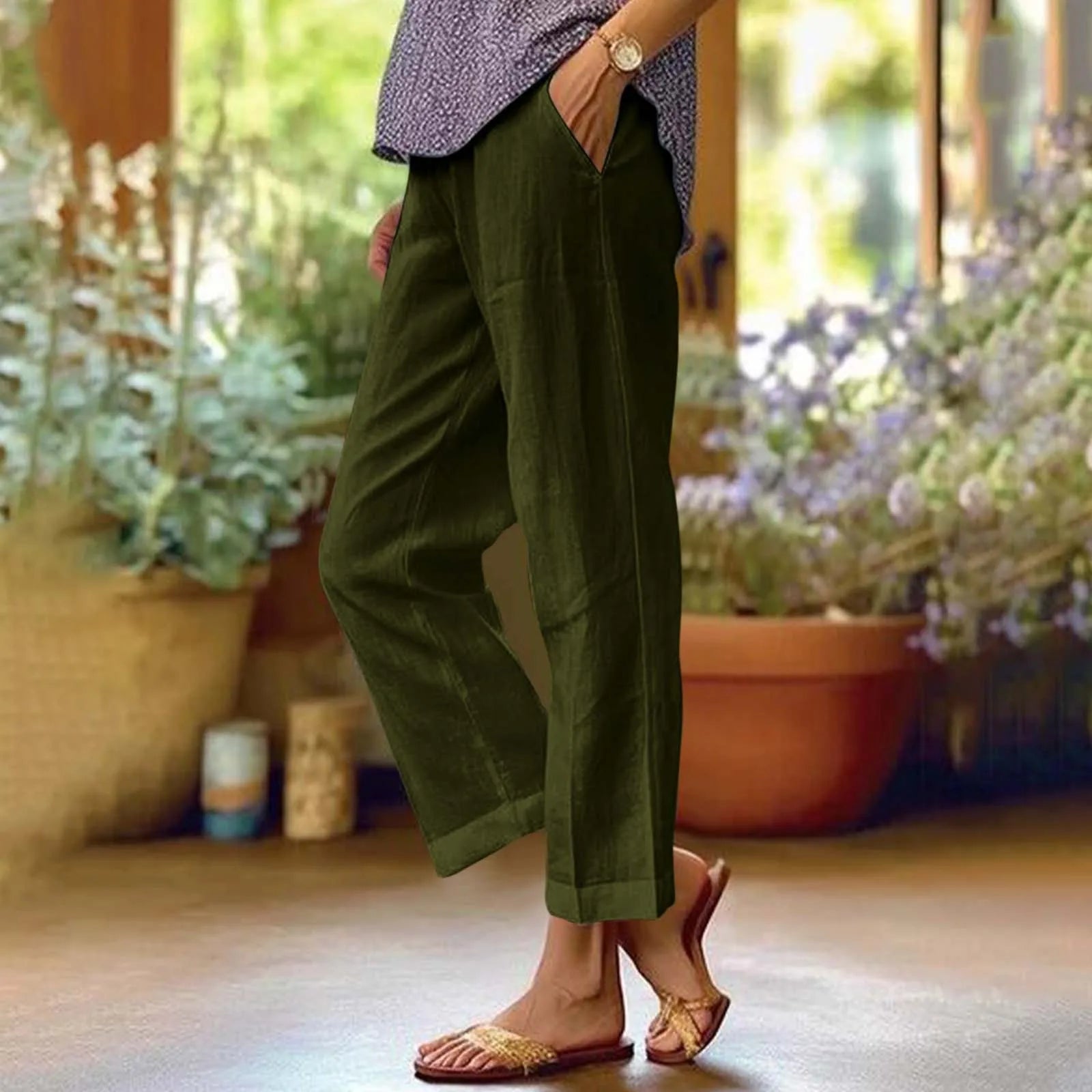 Tailored Woven Cropped Trousers — Women's | Slim Fit | Polished Smart Casual